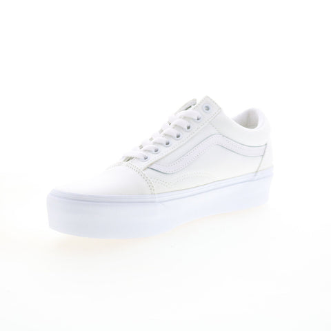 Vans Old Skool Plat VN0A3B3UW00 Mens White Canvas Lifestyle Sneakers Shoes