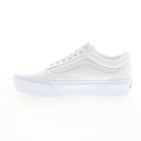 Vans Old Skool Plat VN0A3B3UW00 Mens White Canvas Lifestyle Sneakers Shoes
