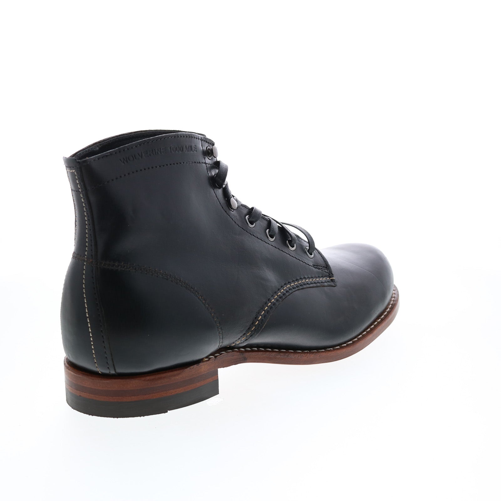 Wolverine 1000 Mile Plain Toe Classic Black Leather Boots Mens Sz 7.5 D W05300 Wolverine 1000 Mile Plain Toe Boot W05300 Mens Black Casual  main image 4