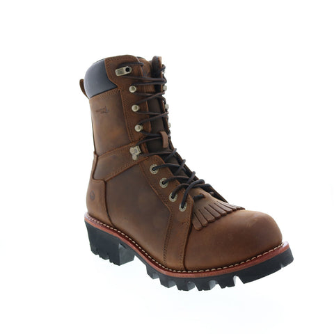 Wolverine Logger 8" W200070 Mens Brown Leather Lace Up Work Boots