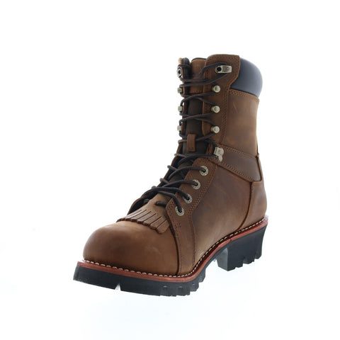 Wolverine Logger 8" W200070 Mens Brown Leather Lace Up Work Boots