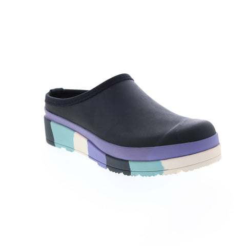 Hunter Play Stripe Sole Clog WFF1097RMA-IPB Womens Black Mules Clog Shoes