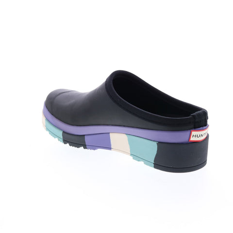 Hunter Play Stripe Sole Clog WFF1097RMA-IPB Womens Black Mules Clog Shoes