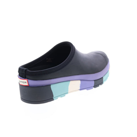 Hunter Play Stripe Sole Clog WFF1097RMA-IPB Womens Black Mules Clog Shoes