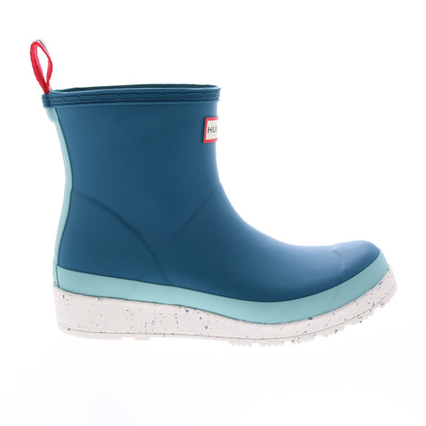 Hunter Play Short Speckle Sole Boot Womens Blue Rain Boots