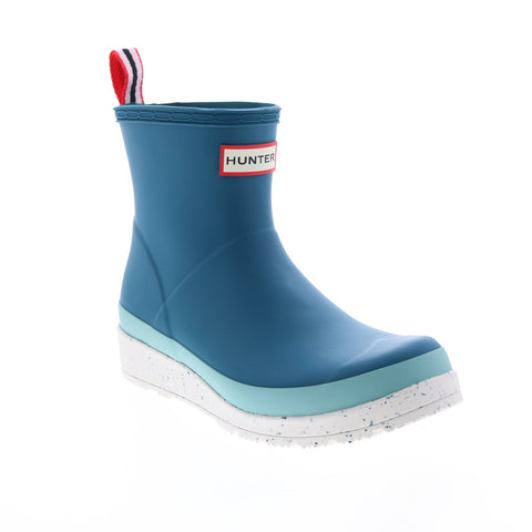 Hunter Play Short Speckle Sole Boot Womens Blue Rain Boots