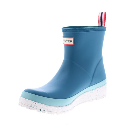 Hunter Play Short Speckle Sole Boot Womens Blue Rain Boots