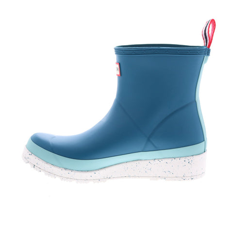 Hunter Play Short Speckle Sole Boot Womens Blue Rain Boots