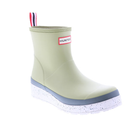 Hunter Play Short Speckle Sole Boot Womens Green Rain Boots
