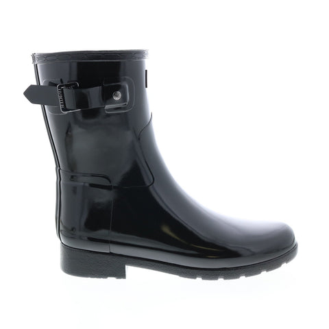 Hunter Refined Short Gloss Boot WFS2200RGL-BLK Womens Black Rain Boots