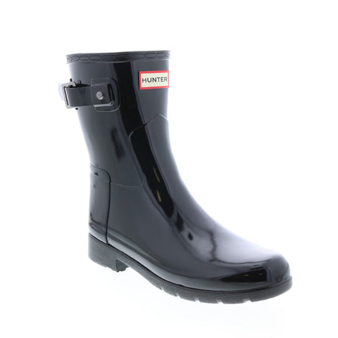 Hunter Refined Short Gloss Boot WFS2200RGL-BLK Womens Black Rain Boots