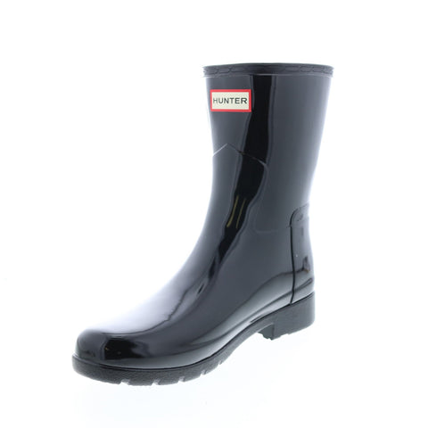 Hunter Refined Short Gloss Boot WFS2200RGL-BLK Womens Black Rain Boots