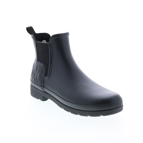 Hunter Refined Rain Boots Vertical Quilt Boot WFS2239RMA-BLK Womens Black Rain Boots