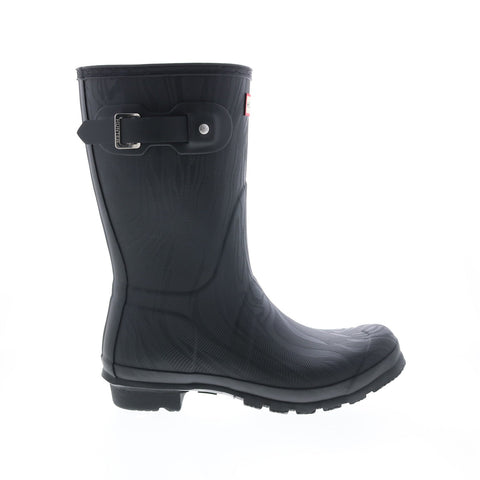 Hunter Original Short Erosion Texture Boot WFS2242RMA-ETB Womens Black Rain Boots