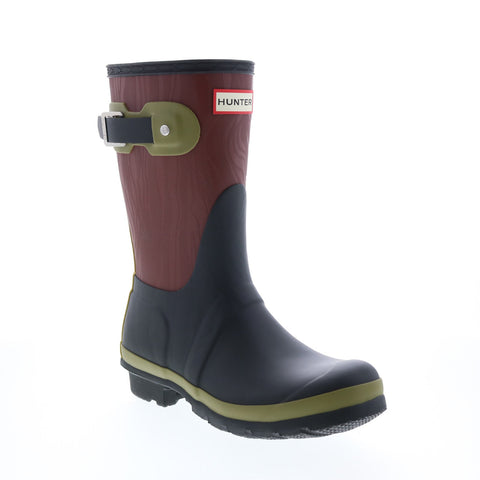Hunter Original Short Erosion Patchwork Texture Boot Womens Brown Rain Boots