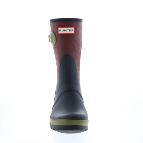 Hunter Original Short Erosion Patchwork Texture Boot Womens Brown Rain Boots