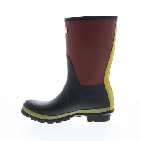 Hunter Original Short Erosion Patchwork Texture Boot Womens Brown Rain Boots