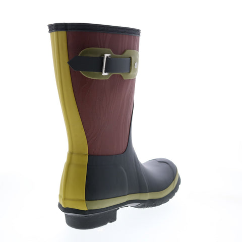 Hunter Original Short Erosion Patchwork Texture Boot Womens Brown Rain Boots