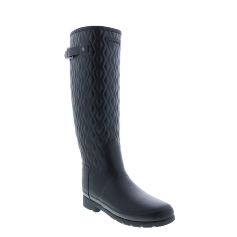 Hunter Refined Tall Vertical Quilt Boot WFT2238RMA-BLK Womens Black Rain Boots