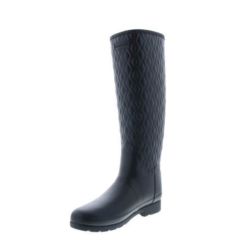 Hunter Refined Tall Vertical Quilt Boot WFT2238RMA-BLK Womens Black Rain Boots
