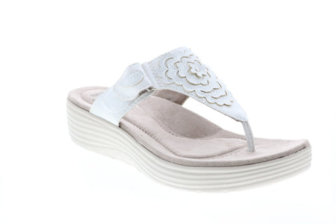 Earth Origins Willow Glenda Womens White Synthetic Flip-Flops Sandals Shoes