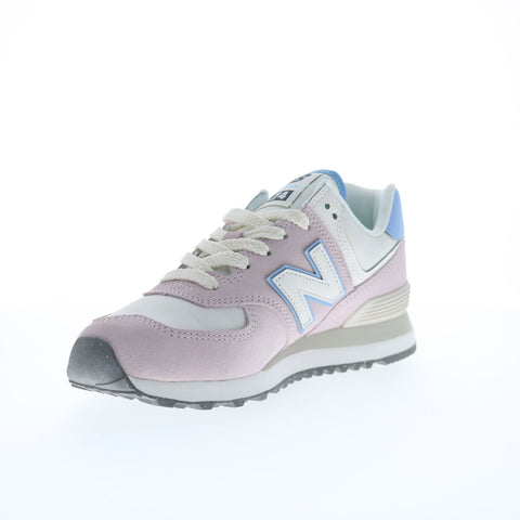 New Balance 574 WL574QC Womens Pink Suede Lace Up Lifestyle Sneakers Shoes