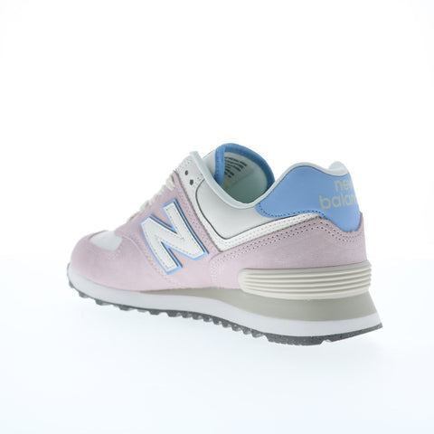 New Balance 574 WL574QC Womens Pink Suede Lace Up Lifestyle Sneakers Shoes