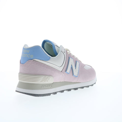 New Balance 574 WL574QC Womens Pink Suede Lace Up Lifestyle Sneakers Shoes