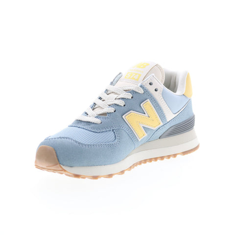 New Balance 574 WL574RCC Womens Blue Suede Lace Up Lifestyle Sneakers Shoes