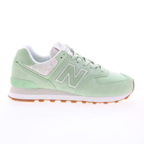New Balance 574 WL574WD Womens Green Suede Lace Up Lifestyle Sneakers Shoes