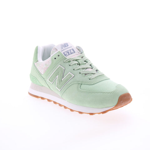 New Balance 574 WL574WD Womens Green Suede Lace Up Lifestyle Sneakers Shoes