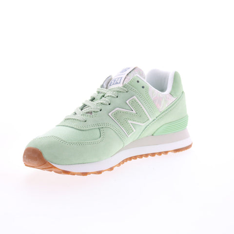 New Balance 574 WL574WD Womens Green Suede Lace Up Lifestyle Sneakers Shoes