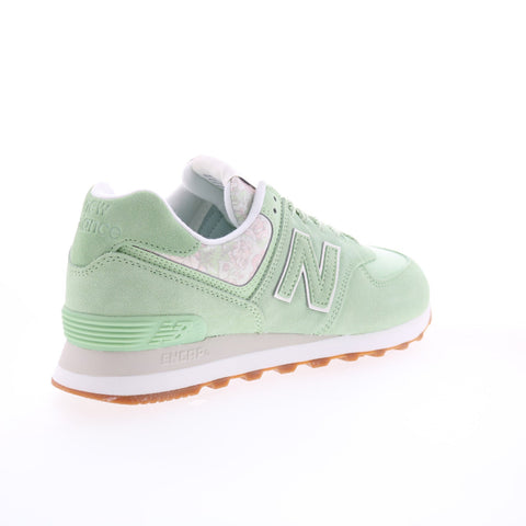 New Balance 574 WL574WD Womens Green Suede Lace Up Lifestyle Sneakers Shoes