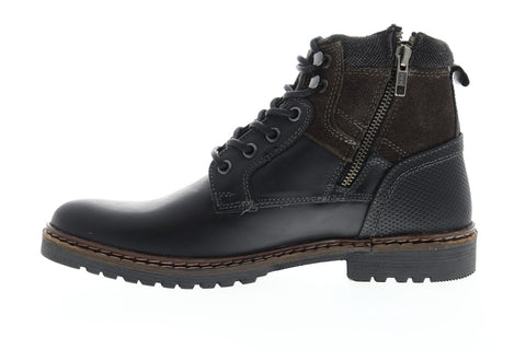 Steve Madden Wooster Mens Black Leather Zipper Casual Dress Boots Shoes