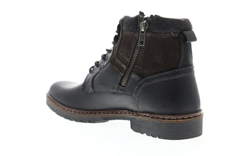 Steve Madden Wooster Mens Black Leather Zipper Casual Dress Boots Shoes