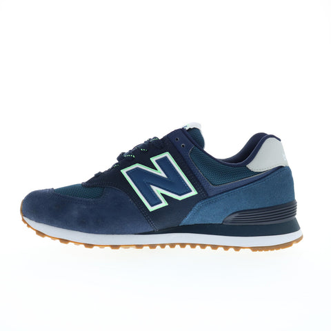 New Balance 574 XML574PU2 Mens Blue Suede Lace Up Lifestyle Sneakers Shoes