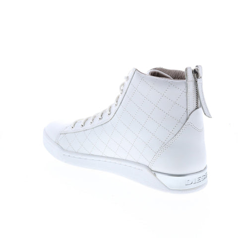 Diesel Tempus Diamond Mens White Leather Lace Up Lifestyle Sneakers Shoes