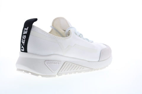 Diesel Skb S-Kby Stripe Mens White Canvas Lace Up Lifestyle Sneakers Shoes