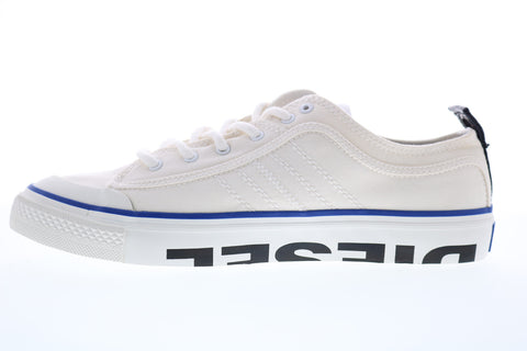Diesel S-Astico Lc Logo Mens White Canvas Lace Up Lifestyle Sneakers Shoes