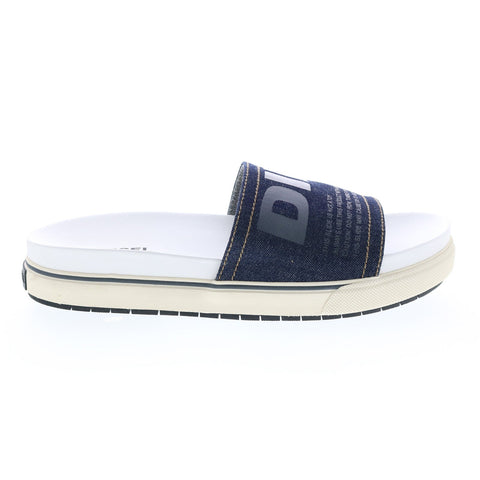 Diesel Sa-Grand Slide Mens Blue Canvas Slip On Slides Sandals Shoes
