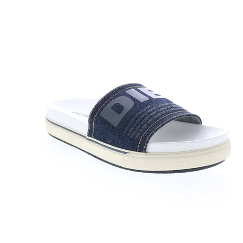 Diesel Sa-Grand Slide Mens Blue Canvas Slip On Slides Sandals Shoes