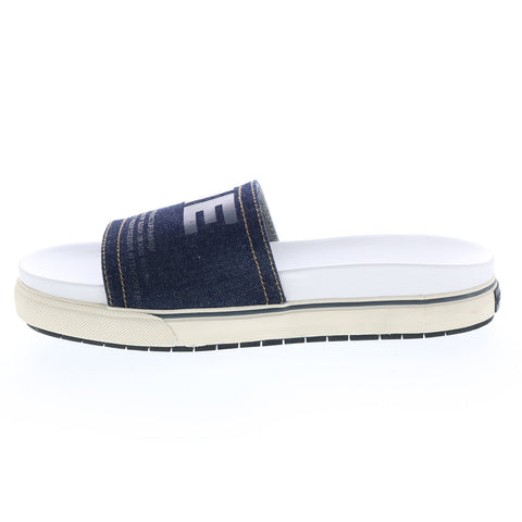 Diesel Sa-Grand Slide Mens Blue Canvas Slip On Slides Sandals Shoes