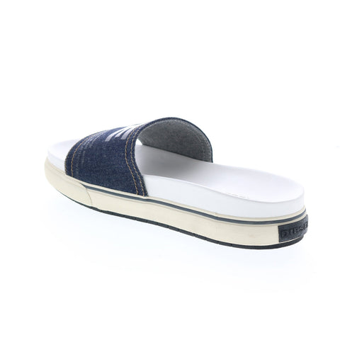 Diesel Sa-Grand Slide Mens Blue Canvas Slip On Slides Sandals Shoes
