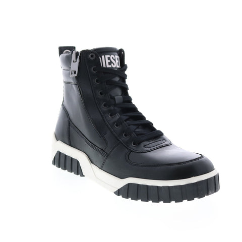 Diesel Le Rua S-Rua Mid Mens Black Leather Lace Up Lifestyle Sneakers Shoes