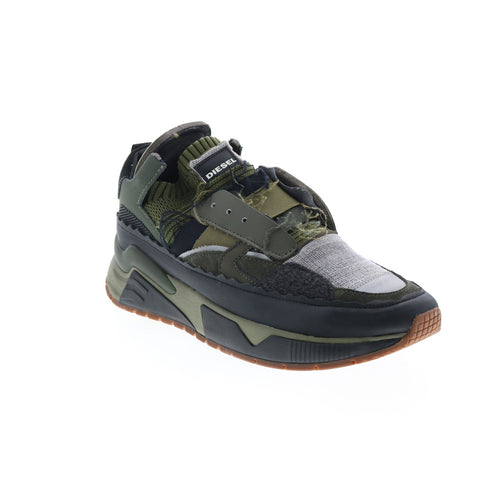 Diesel S-Brentha Dec Mens Green Leather Slip On Lifestyle Sneakers Shoes