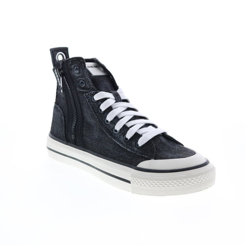 Diesel S-Astico Mid Zip W Womens Black Canvas Lifestyle Sneakers Shoes