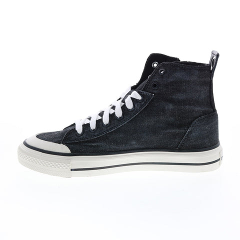 Diesel S-Astico Mid Zip W Womens Black Canvas Lifestyle Sneakers Shoes