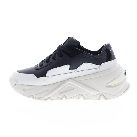 Diesel S-Herby Lc Womens Black Leather Lace Up Lifestyle Sneakers Shoes