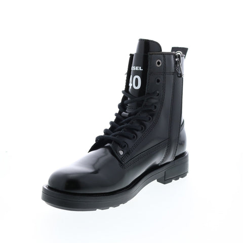 Diesel D-Throuper DBB ZC Mens Black Patent Leather Casual Dress Boots