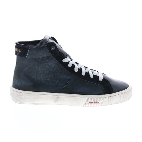 Diesel S-Mydori MC Mens Black Leather Lace Up Lifestyle Sneakers Shoes
